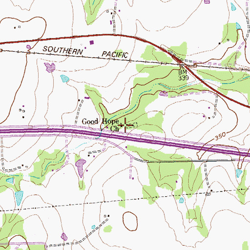Topographic Map of Good Hope Church, TX