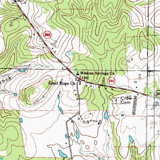 Topographic Map of Good Hope Church, TX