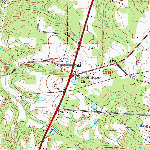 Topographic Map of Good Hope Church, TX