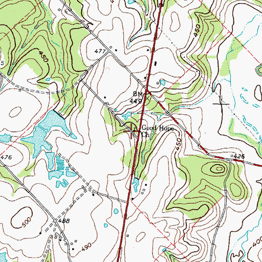 Topographic Map of Good Hope Church, TX