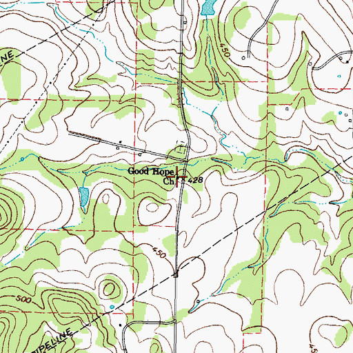 Topographic Map of Good Hope Church, TX