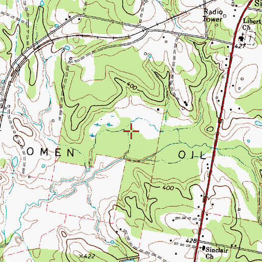 Topographic Map of Good Omen Oil Field, TX
