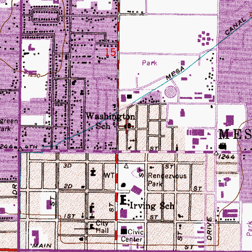 Topographic Map of Washington School, AZ