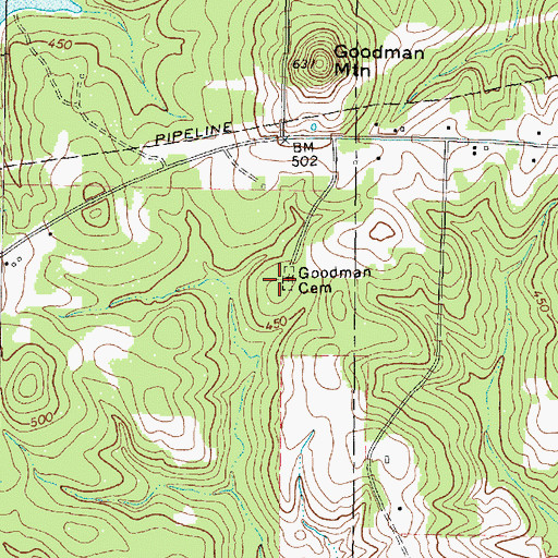 Topographic Map of Goodman Cemetery, TX