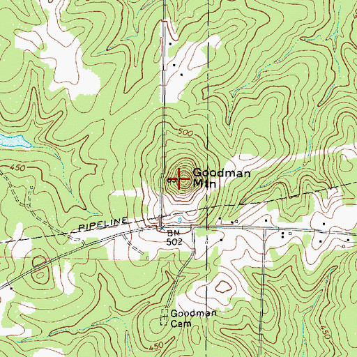 Topographic Map of Goodman Mountain, TX