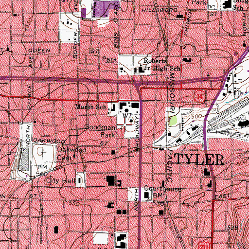 Topographic Map of Goodman Park, TX