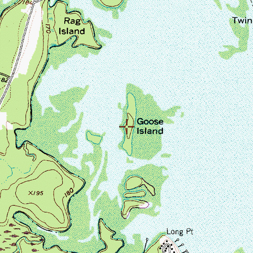 Topographic Map of Goose Island, TX
