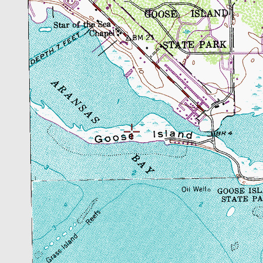 Topographic Map of Goose Island, TX