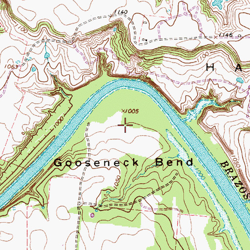 Topographic Map of Gooseneck Bend, TX