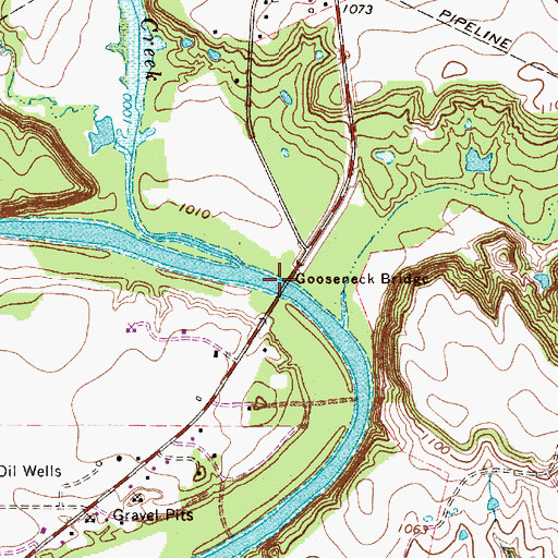 Topographic Map of Gooseneck Bridge, TX