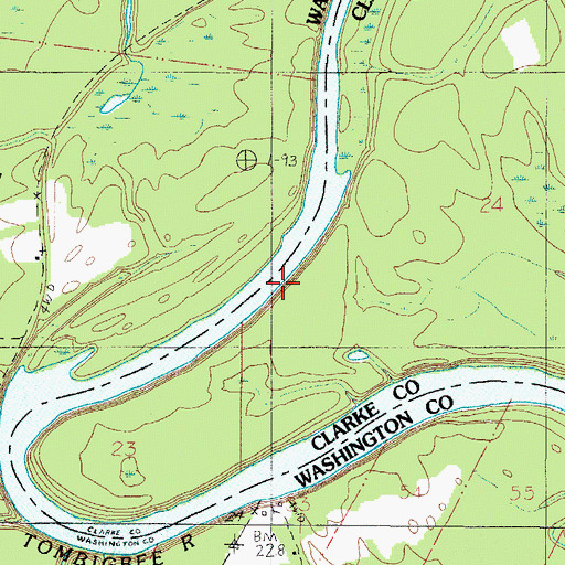 Topographic Map of Milers Gin Landing (historical), AL