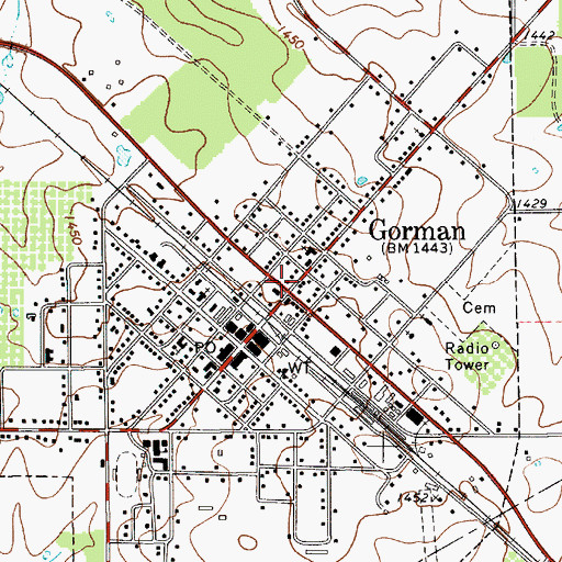 Topographic Map of Gorman, TX