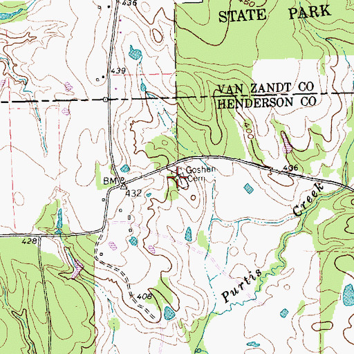 Topographic Map of Goshen Cemetery, TX