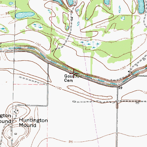Topographic Map of Goss Cemetery, TX