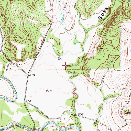 Topographic Map of Goss Hollow, TX