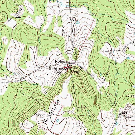 Topographic Map of Gould Cemetery, TX