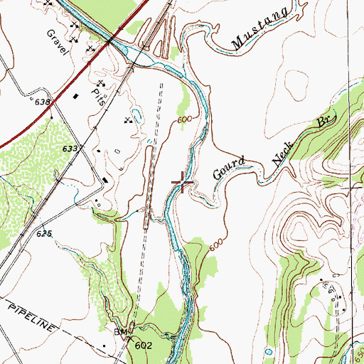 Topographic Map of Gourd Neck Branch, TX