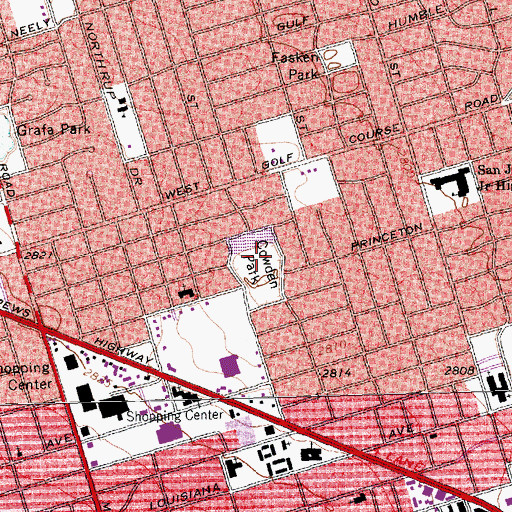 Topographic Map of Gowden Park, TX