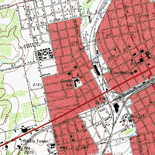 Topographic Map of Gowen School, TX