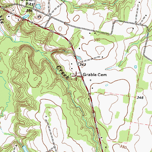 Topographic Map of Grable Cemetery, TX