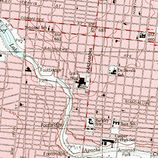Topographic Map of Grace Hospital, TX