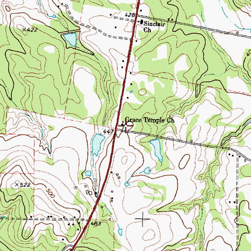 Topographic Map of Grace Temple Church, TX