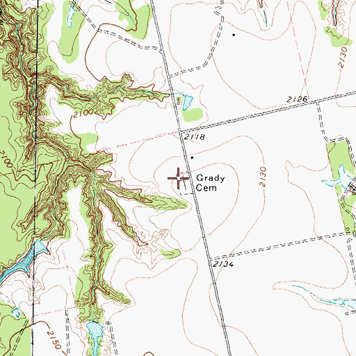 Topographic Map of Grady Cemetery, TX