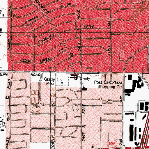Topographic Map of Grady School, TX