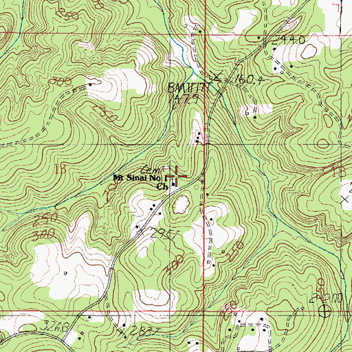 Topographic Map of Mount Sinai Number 1 Church, AL