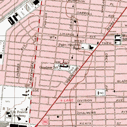 Topographic Map of Graebner School, TX