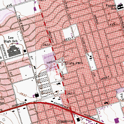 Topographic Map of Grafa Park, TX