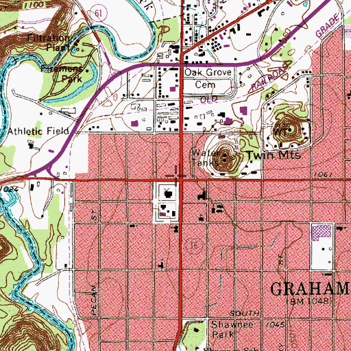 Topographic Map of Graham, TX