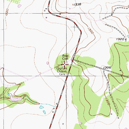 Topographic Map of Graham Chapel Cemetery, TX