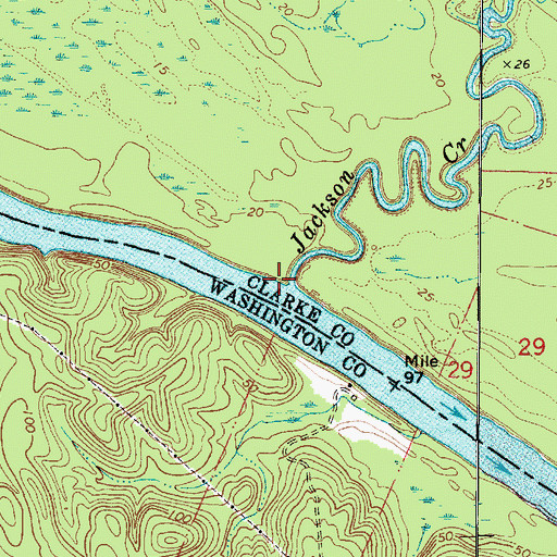 Topographic Map of Mouth of Jackson Creek Landing (historical), AL