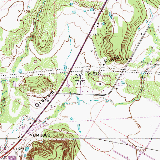 Topographic Map of Graham Oil Field, TX