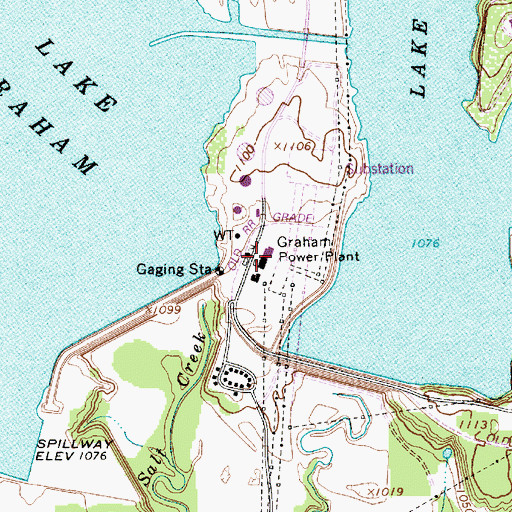 Topographic Map of Graham Power Plant, TX