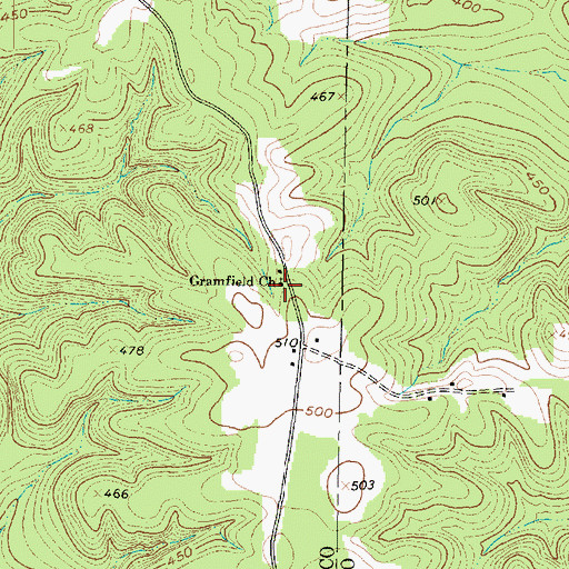 Topographic Map of Gramfield Church, TX