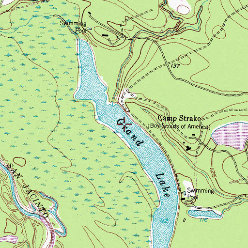 Topographic Map of Grand Lake, TX