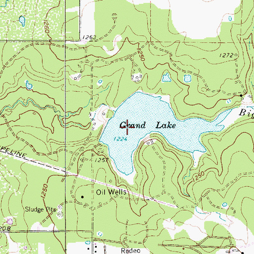 Topographic Map of Grand Lake, TX