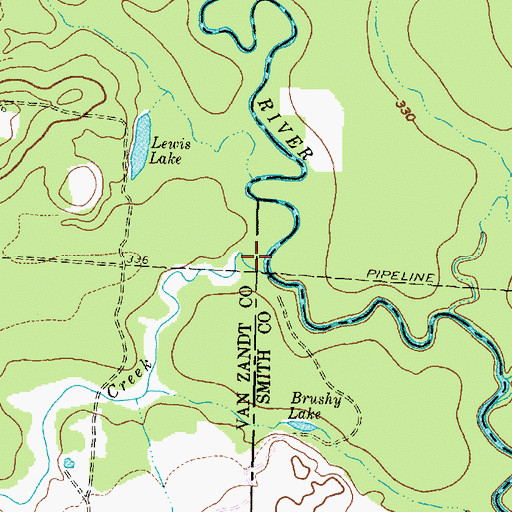 Topographic Map of Grand Saline Creek, TX