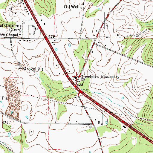 Topographic Map of Grandview Missionary Church, TX