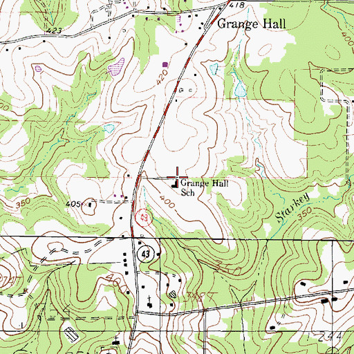 Topographic Map of Grange Hall School, TX