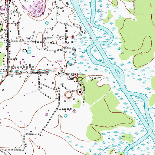 Topographic Map of Granger Cemetery, TX