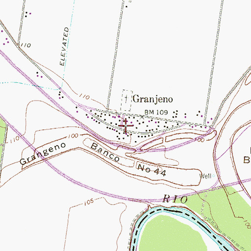 Topographic Map of Granjeno, TX