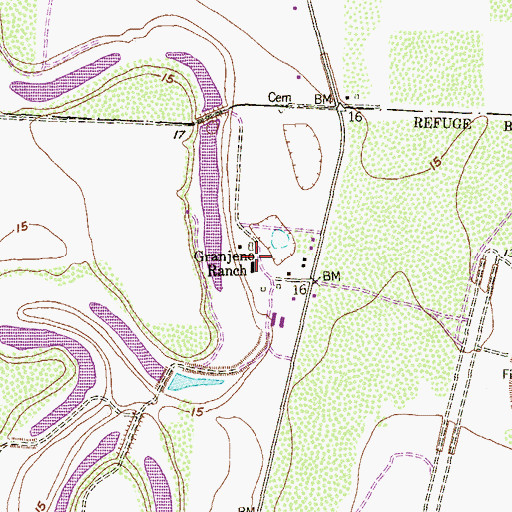 Topographic Map of Granjeno Ranch, TX