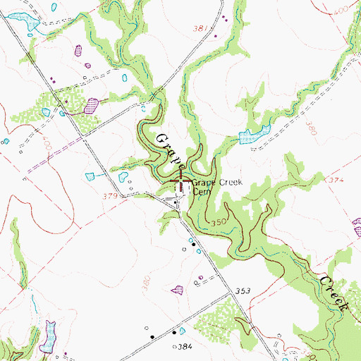 Topographic Map of Grape Creek Cemetery, TX