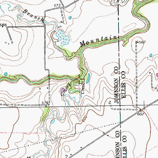 Topographic Map of Grassy Creek, TX
