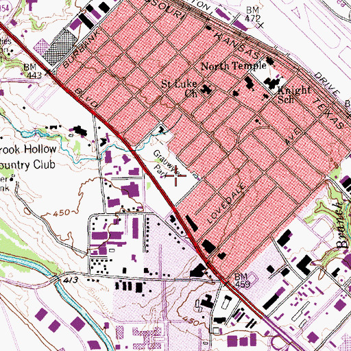 Topographic Map of Grauwyler Park, TX