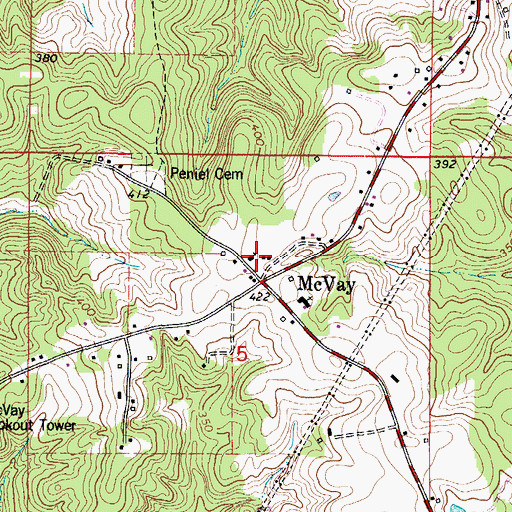 Topographic Map of Pilgrims Rest Church, AL