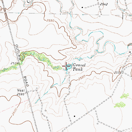 Topographic Map of Gravel Tank, TX